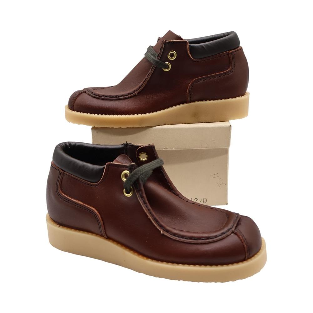 Walker Brand Wallabee Boots Youth 12.5D Vintage Brown Leather Crepe Sole USA